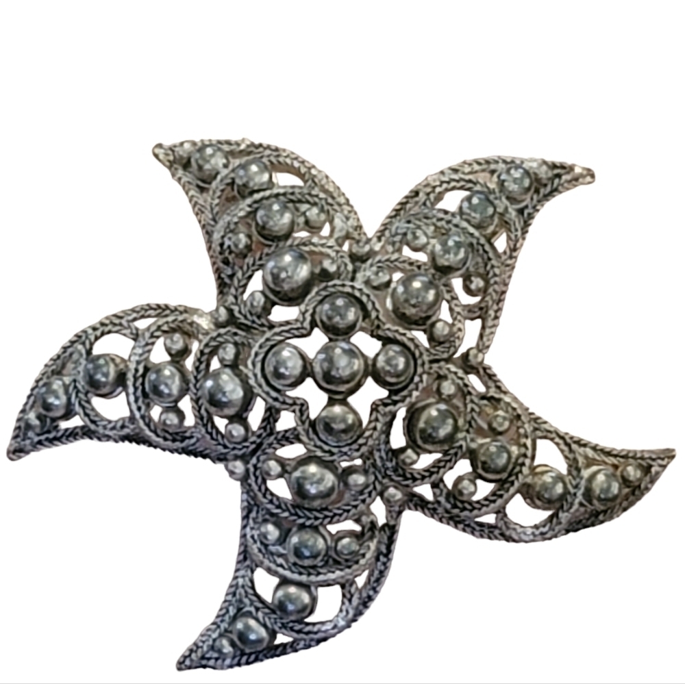 Starfish brooch/pendant Silverplate vintage 70's 80'sbBrooch Pendant Estate Pin